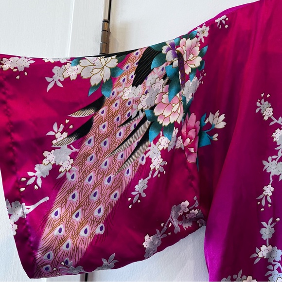 Other - Floral and Peacock Pink Kimono with Pockets and Belt